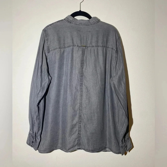 Denim Button-Up Shirt with Gold Accents - Picture 2 of 2